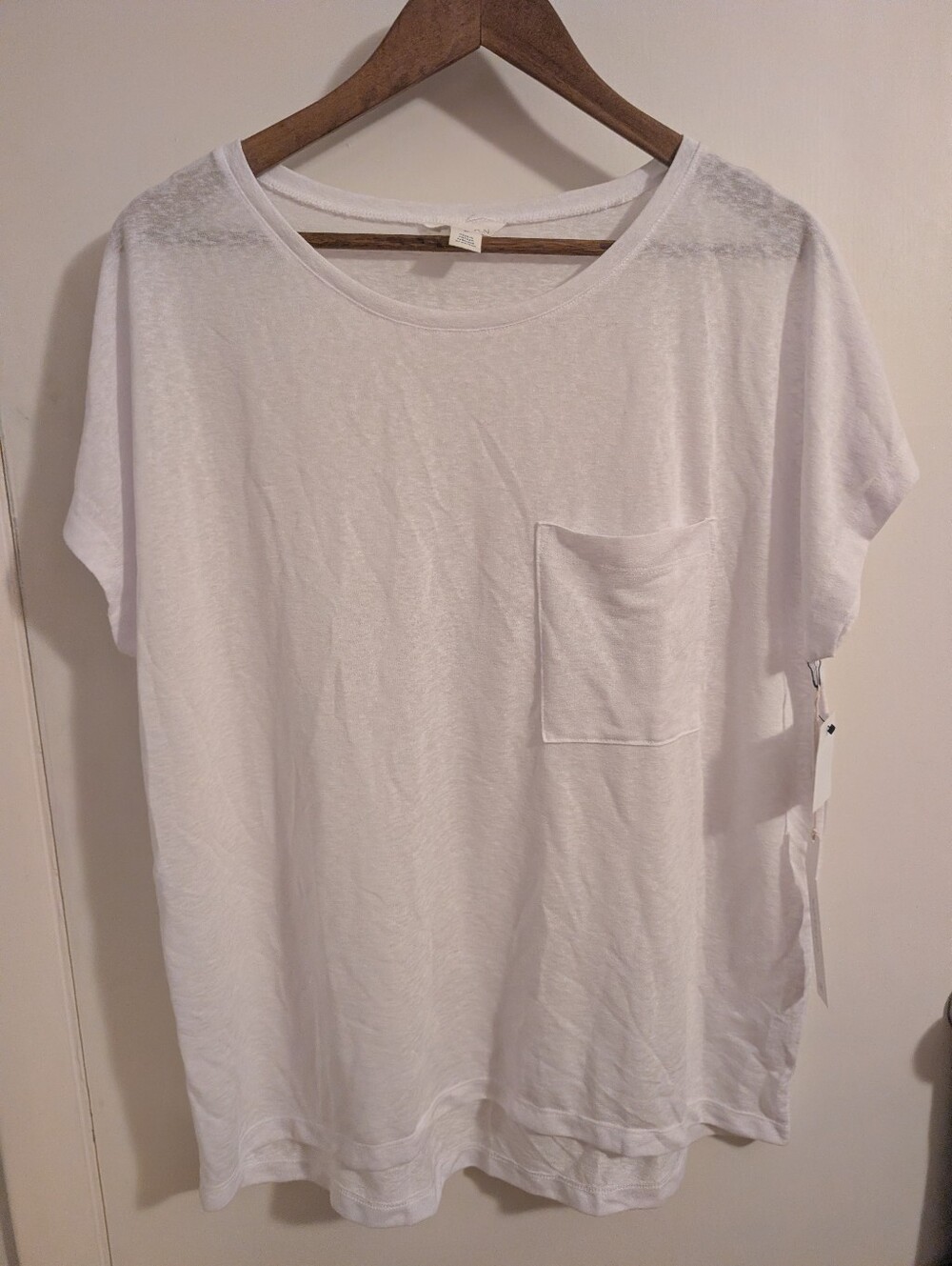 New Caslon Womens Top White Short Sleeve Pocket Shirt Size XL NWT